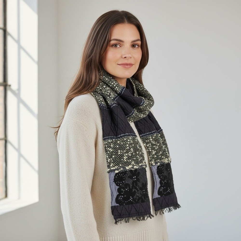 Guillaume De‎ Mons Paris Boho Patchwork Scarf 68"x8"